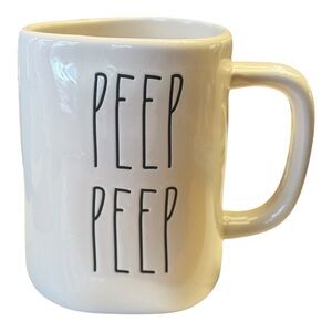 Rae Dunn Double Sided Easter Egg Basket PEEP PEEP White Mug